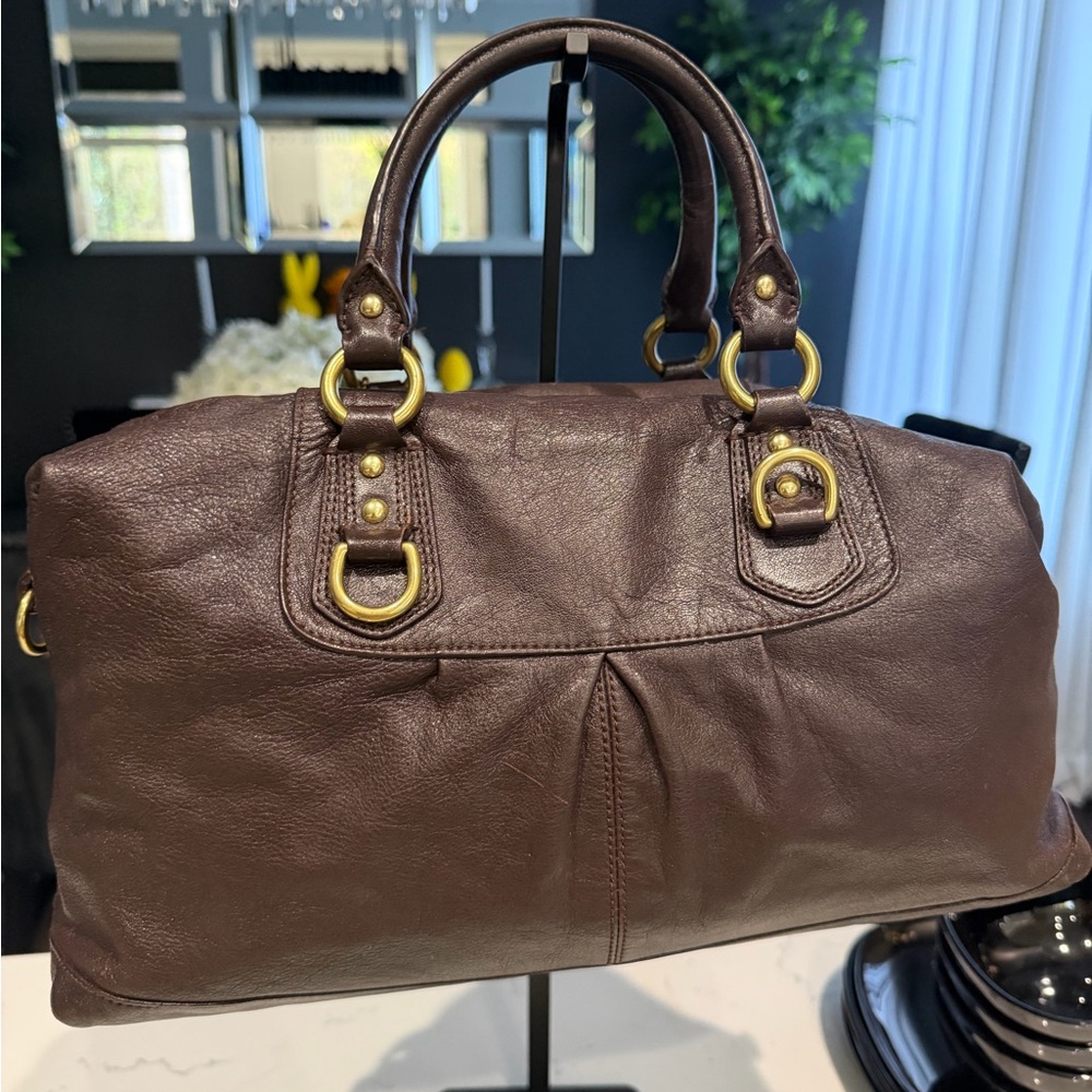 Coach Ashley in Dark Brown Leather Satchel with Gold Hardware - Picture 4 of 11